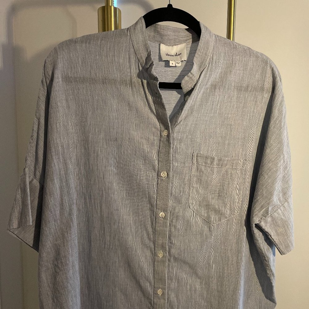 Steven Alan Light Blue Short Sleeve Womens Button Down Shirt Size S